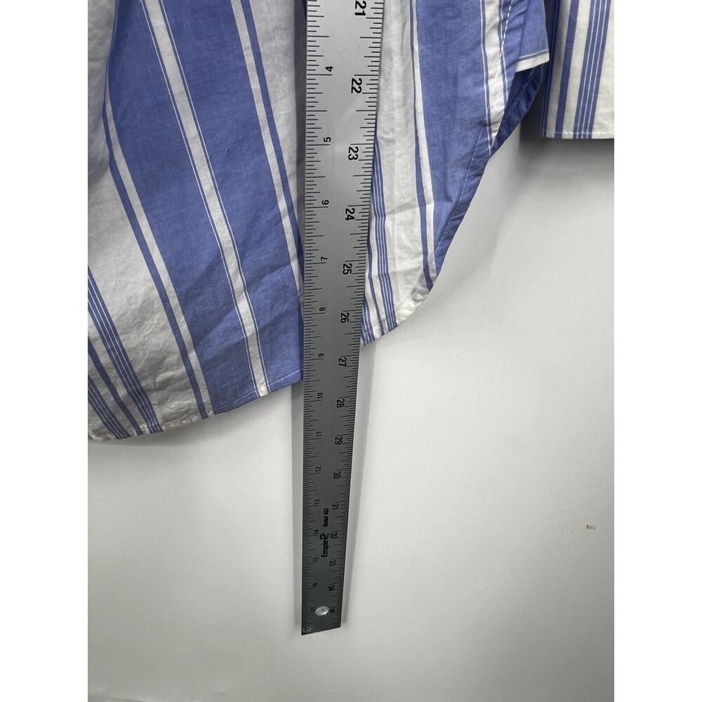 J Crew Top Womens Stripped V Neck Long Sleeve White Blue Shirt Size Medium - Picture 11 of 12